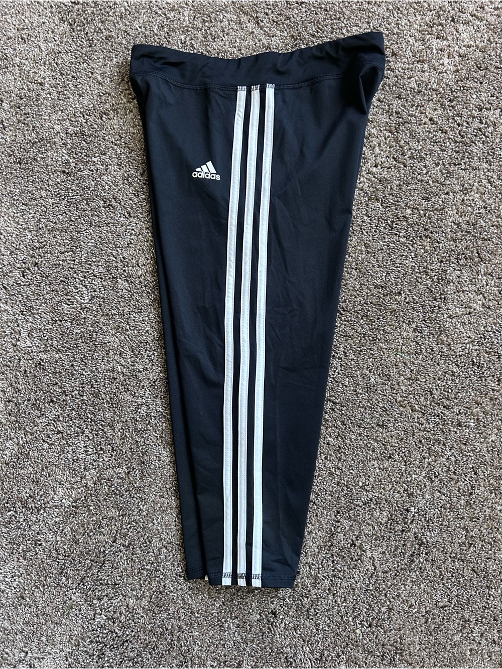 adidas Black Capri with White Three-Stripe Detail Size YXL (14/16)